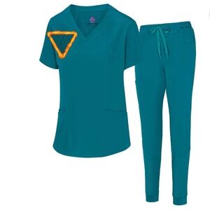 Natural Uniforms Teal Scrub Set Modern Fit Cool Stretch Womens Small Top & Pants
